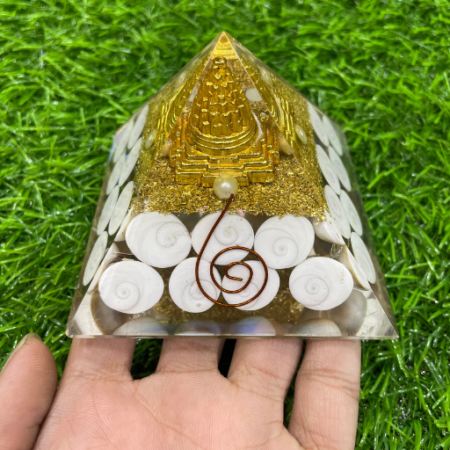 Gomti Chakra with Shree Yantra Pyramid (1 KG)